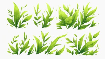 Naklejka premium 2d icon depicting grass leaves a whimsical cartoon illustration suitable for any website