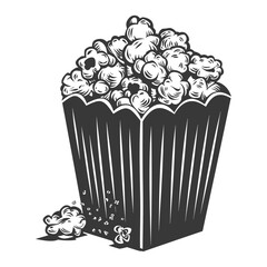 Silhouette popcorn in the box black color only full