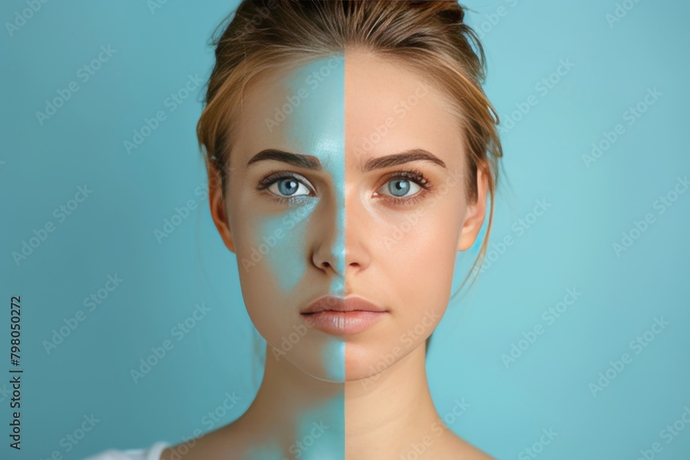 Poster aging resilience and biological aging realities depicted in a portrait, integrating psychological ag
