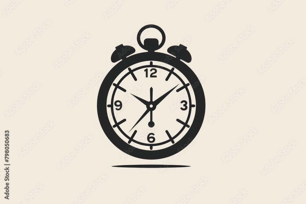 Poster simple black clock with shadow, suitable for various time-related concepts
