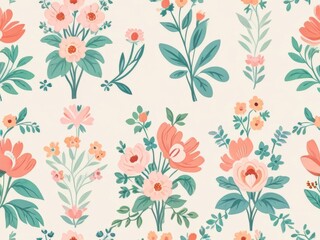 seamless pattern with flowers generative AI 