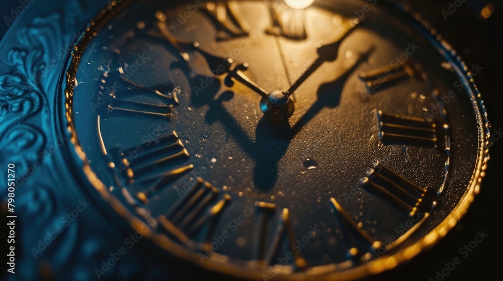 Fototapete a detailed view of a clock with roman numerals, suitable for time-related concepts and designs
