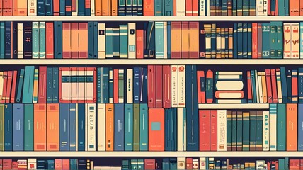 colorful books in a library generative AI 