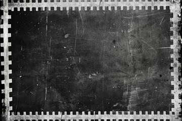 Black & White Grunge Texture Background with Grainy Vintage Film Border