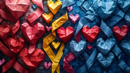 Vibrant Cubist Origami Symbolism for Charity Fundraising Campaign