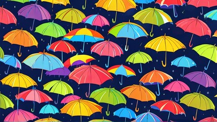 Fototapeta na wymiar seamless pattern with umbrellas generative AI 
