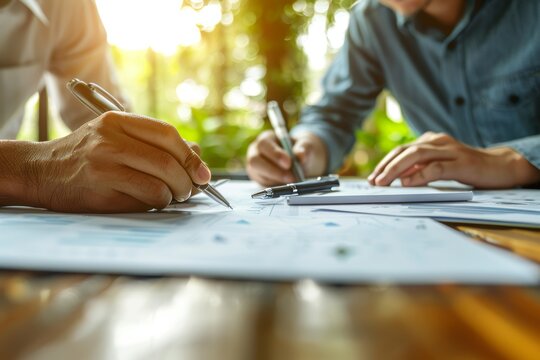 Professional architect team working together on construction projects and design plans