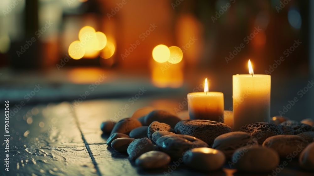 Aufkleber the soft light of the candles creates a calming atmosphere in this intimate meditation space invitin