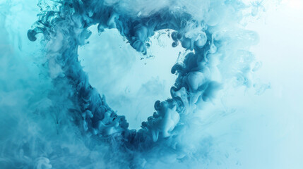 Beautiful heart-shaped background frame with striking space on white and blue.