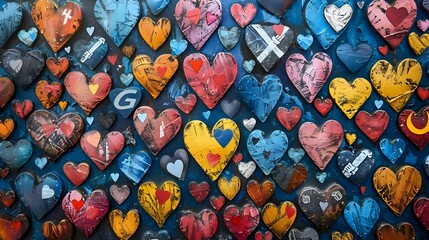Vibrant Heart-Themed Artwork Representing Charity Fundraising Campaign and Community Support
