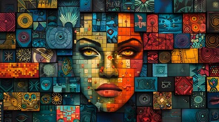 Vibrant Kinetic Collage Visualizing Personal Values and Beliefs in a Digital Profile Cover