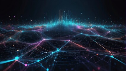 Obraz premium Abstract polygonal space low poly dark background with connecting dots and lines. Connection structure. 3d rendering