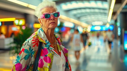 Illuminate the vibrancy of age with a portrait of a senior trendsetter dressed in colorful and fashionable clothing, exuding confidence, charm, and a modern sensibility