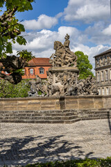 Historischer Markgrafenbrunnen in Bayreuth (Deutschland, Bayern, Oberfranken) 