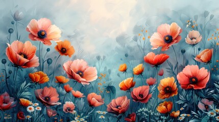 Beautiful wallpapers of colorful flowers painted