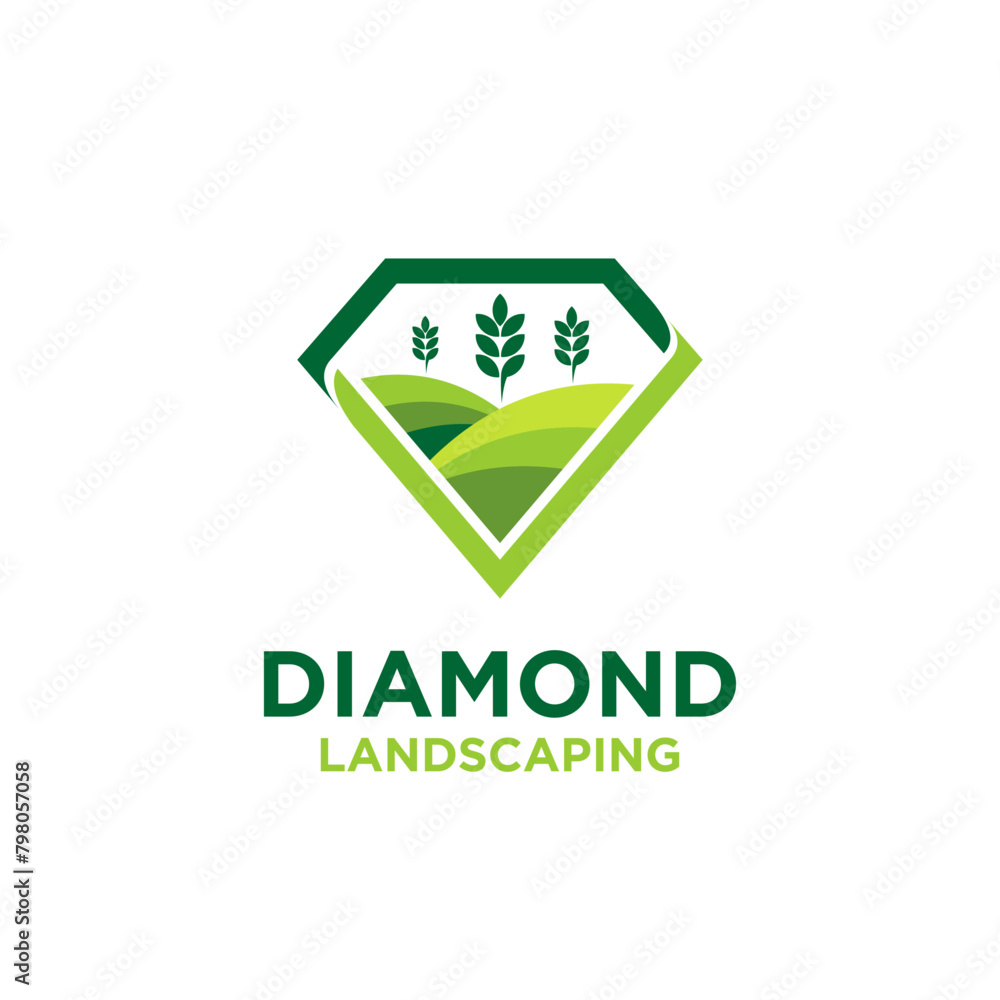 Poster Landscaping logo with diamond concept