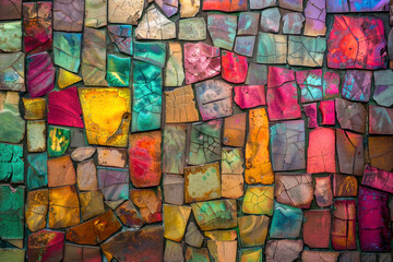 Mosaic texture random colors of wall.