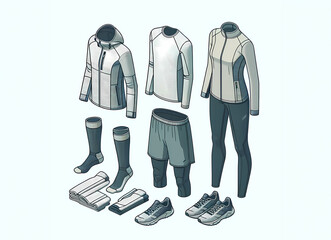 Unisex Sports Clothing Isometric grid illustration
