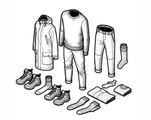 Menswear Isometric Outerwear grid illustration