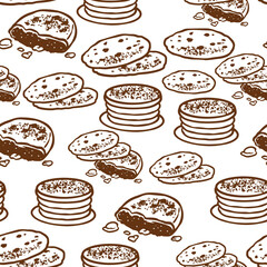 Seamless pattern of vintage bakery set