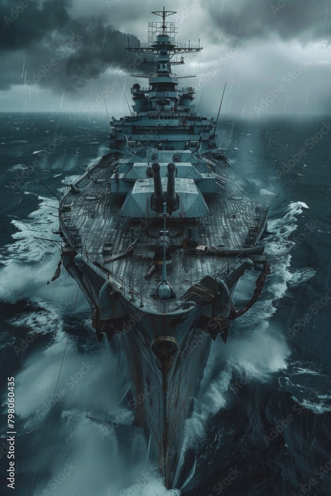 Poster a large ship sailing in the vast ocean. perfect for travel and transportation concepts