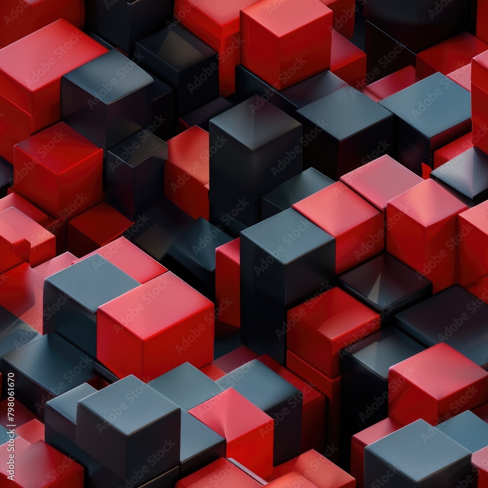 Poster a pile of red and black cubes, versatile for various projects