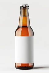 Blank Label Beer Bottle on Minimalist White Background