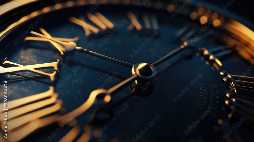 Poster A detailed view of a clock with Roman numerals, suitable for time-related concepts
