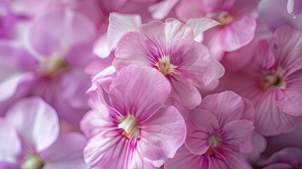 Naklejka na ściany i meble Capture the stunning beauty of a Saintpaulia or Uzumbar violet in close up showcasing delicate pink indoor blooms This natural floral backdrop is perfect for celebrating occasions like birt