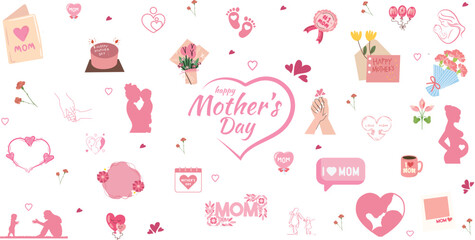 Happy mothers day hand drawn lettering isolated illustration vector