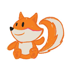 Hand drawn of colorful cute fox vector illustration