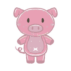Hand drawn of colorful cute pinky pig