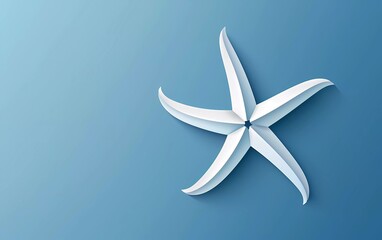 Paper cut Starfish icon isolated on blue background. Paper art style. Vector Illustration