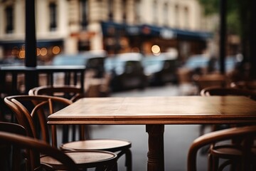 Cafe in paris table wood restaurant.