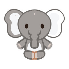 Hand drawn of colorful cute little elephant vector illustration