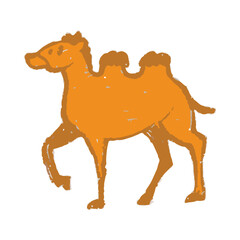 Hand drawn of colorful cute little camel