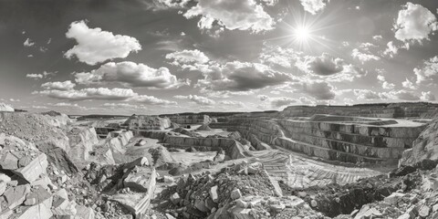 A stunning black and white photo of a canyon. Ideal for nature-themed designs - Powered by Adobe