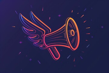 A unique megaphone with wings, perfect for advertising concepts