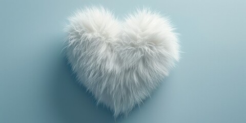A fluffy white heart on a blue background, perfect for love-themed designs
