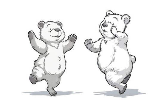 Two bears jumping in the air, suitable for nature themes
