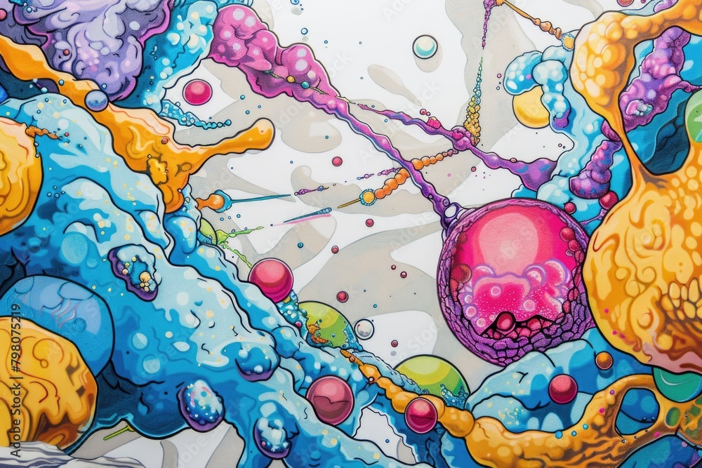 Poster vibrant painting of various colored objects. suitable for artistic projects