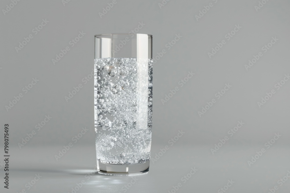 Poster a glass filled with water on a table. suitable for various concepts
