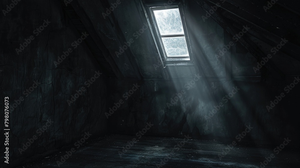 Poster A room with light streaming in through a window, suitable for various concepts
