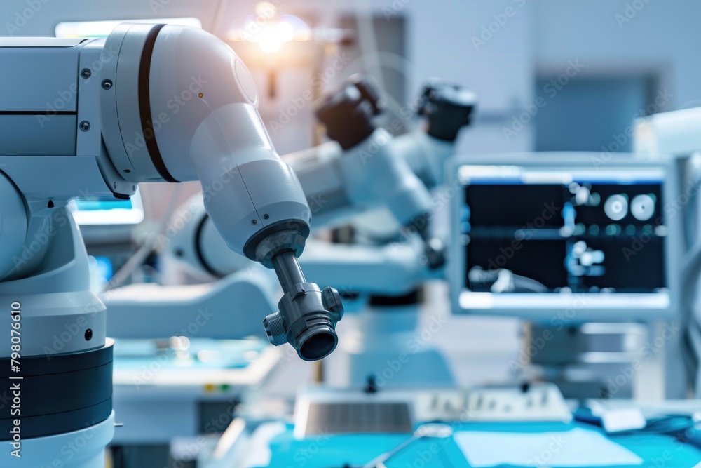 Aufkleber Robotic arm in lab setting, ideal for technology or science concepts
