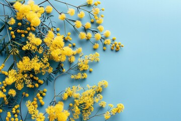 Vibrant yellow flowers on a blue background. Perfect for spring or nature themed designs