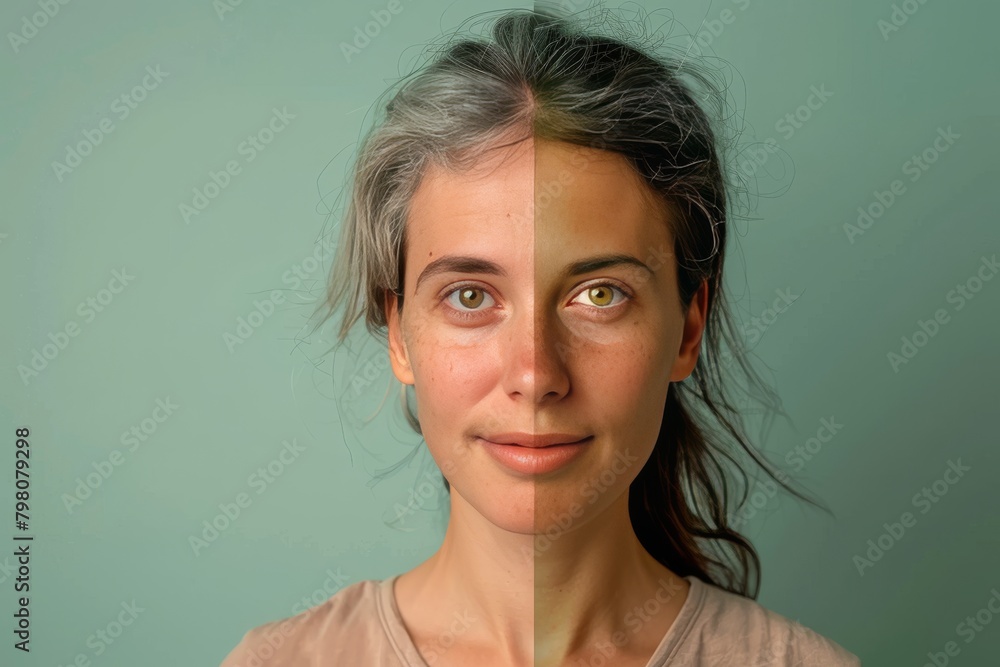 Poster smile care during aging bone density loss highlighted in a portrait of aging differences and sophist