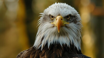 Obraz premium Breathtaking american bald eagle (haliaeetus leucocephalus) soaring majestically against a vibrant sky in the pacific northwest, usa
