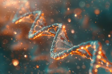 Detailed view of a double strand of DNA. Perfect for scientific projects