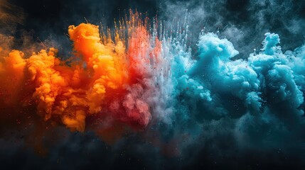 Obraz na płótnie Canvas rainbow powder explosion on a black background