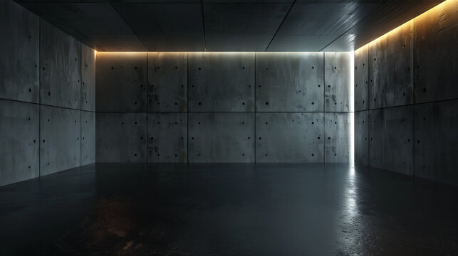 empty concrete room with dramatic lighting